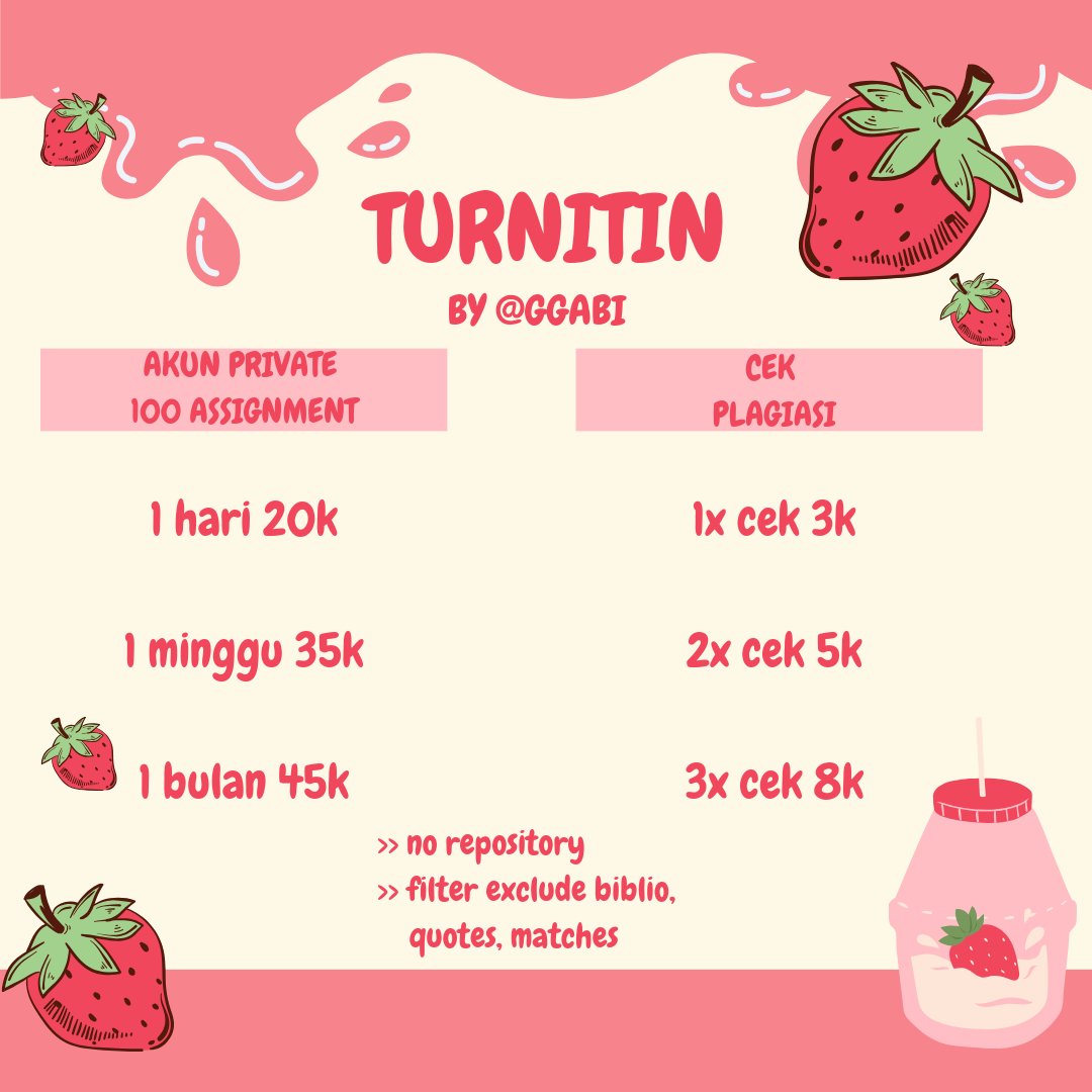 ggabi's tweet photo. aku open jasa cek turnitin ya zonauang https://t.co/tx520TVyRR