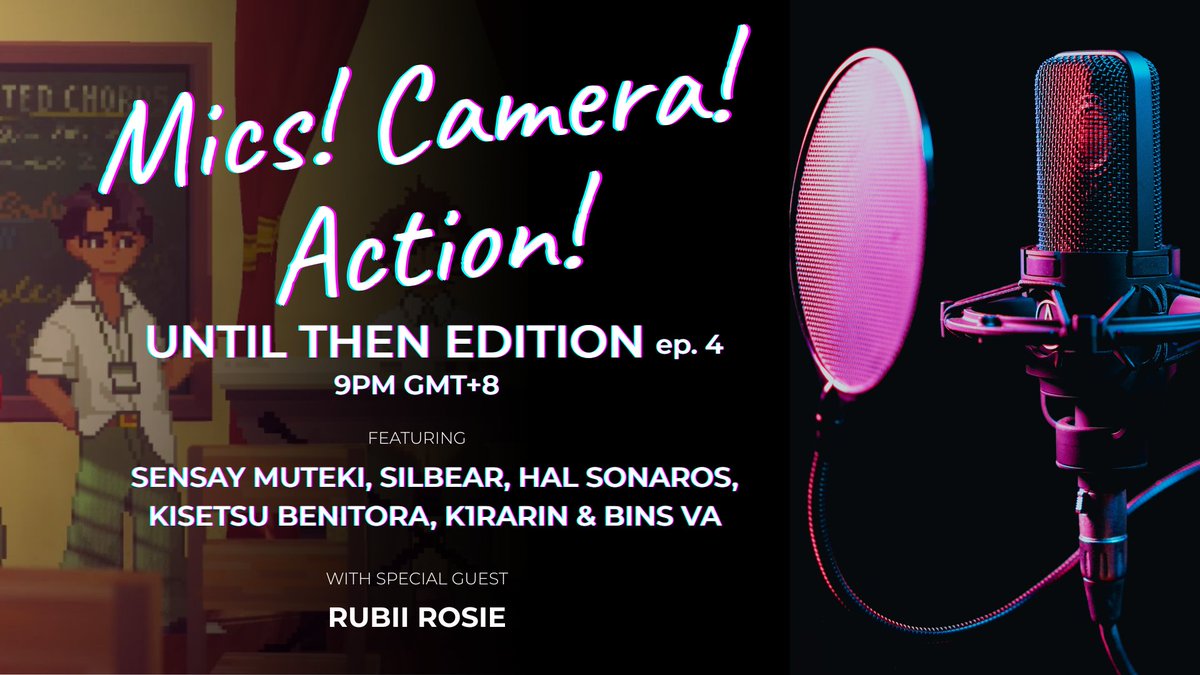 SensayMuteki's tweet image. Gakusays!   

Episode 4 na tayo mamaya ng ating Until Then Tagalog playthrough! Kasama natin si @K1RARIN_VT,
@silbear_ch, @HalSonarosVT, @RedTigerPlays at @vinceva_!

Kasama din natin ang ating special guest, si @rubiirosie!

🔴June 2, 2025 at 9PM GMT+8

#ENVtuber #PHVTuber