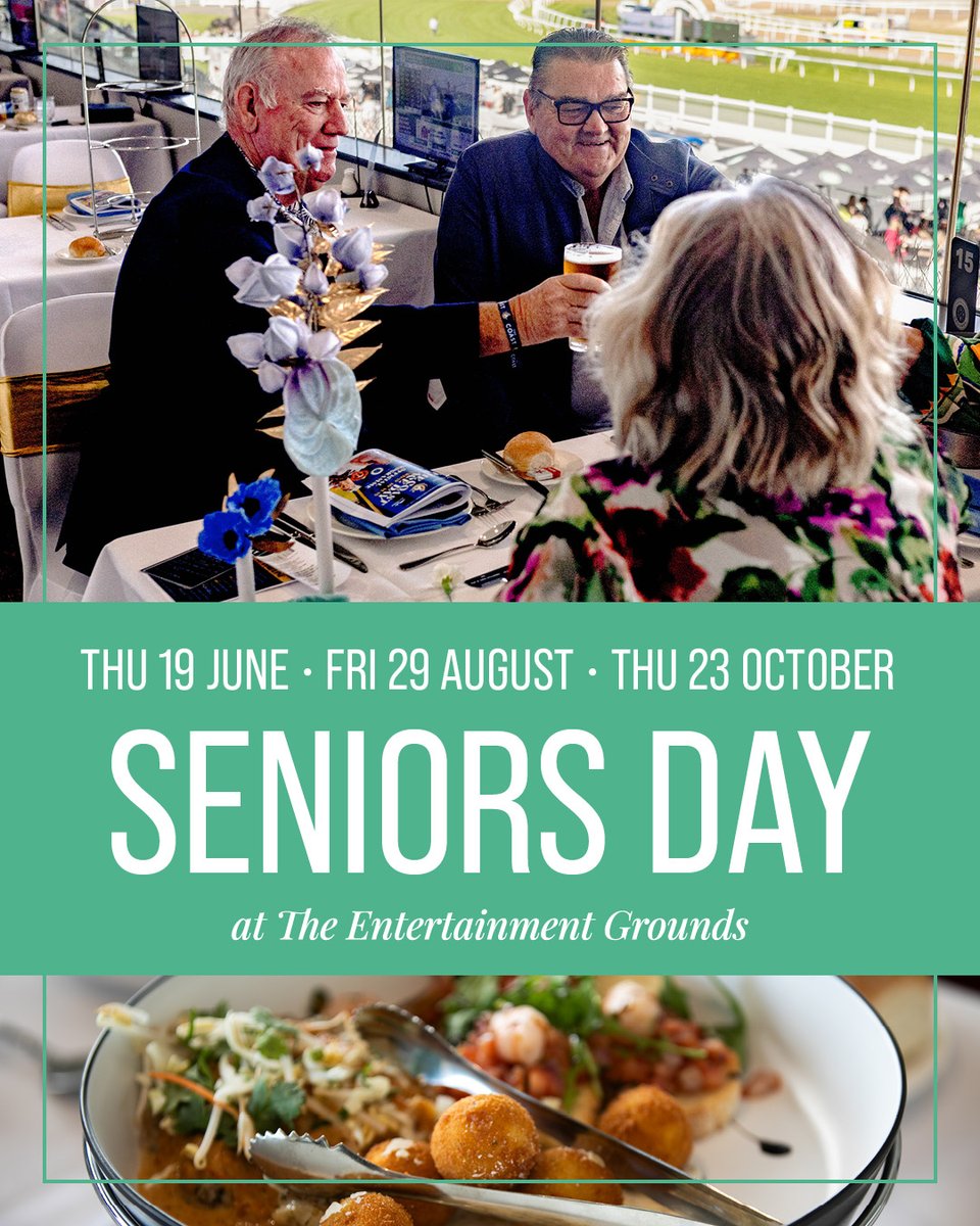 theentgrounds's tweet photo. Don't miss out on our upcoming seniors day:
-Thursday, 19 June 2025
-Friday, 29 August 2025
-Thursday, 23 October 2025

For just $55 per ticket, enjoy a delicious two-course meal along with tea and coffee.

To secure your tickets, contact info@theentertainmentgrounds.com.au https://t.co/zpGbTpkowE