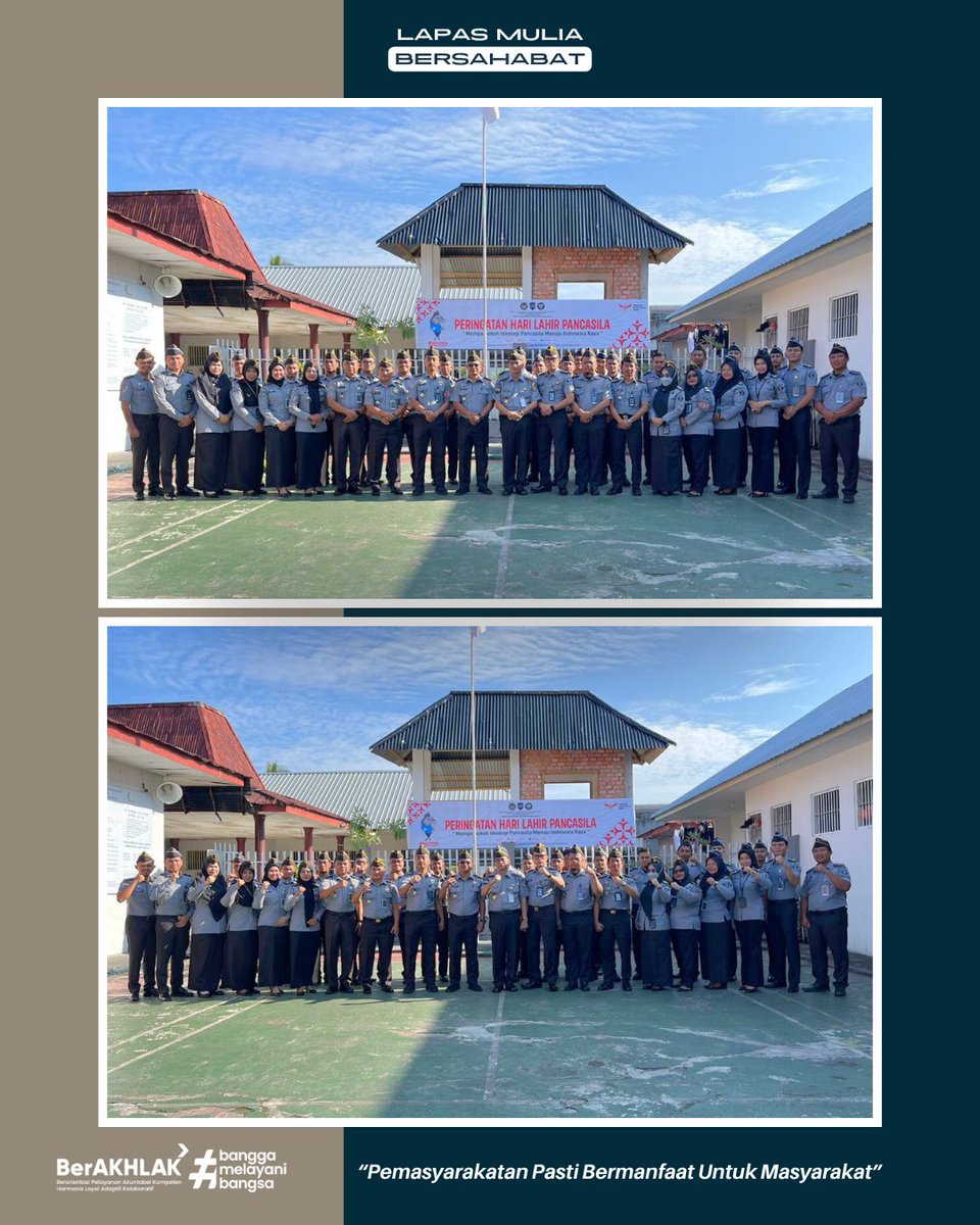 lpmuarabulian's tweet photo. dengan Tema “Memperkokoh Ideologi Pancasila Menuju Indonesia Raya”. Upacara dilaksanakan di Lapangan dalam blok Lapas Muara Bulian.
📌 *Humas Lapas Muara Bulian*
#KemenimipasRi
#GuardianGuide
#InfoPemasyarakatan
#KanwilDitjenpasJambi
#LapasMuaraBulian https://t.co/rhnJz9tCRq