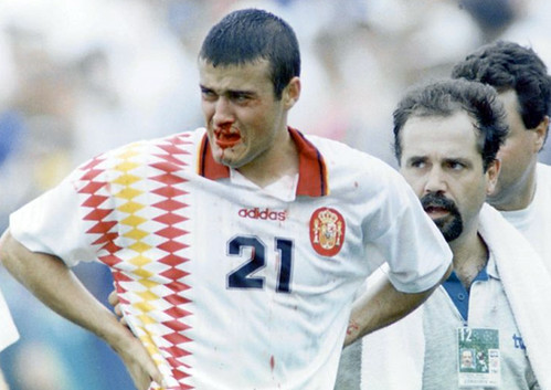 Y Mauro Tassoti lo dejó así de su tabique 
Cuartos de final, España vs Italia.
USA 94.