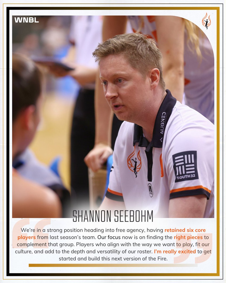 TownsvilleFire's tweet image. 🔥 "The core is back — now we build around it."
Head Coach Shannon Seebohm shares his thoughts as we enter Free Agency, with six key returners locked in and the search on for the next piece of the puzzle.
This is just the beginning of year 25. 😤
#WNBL #TownsvilleFire