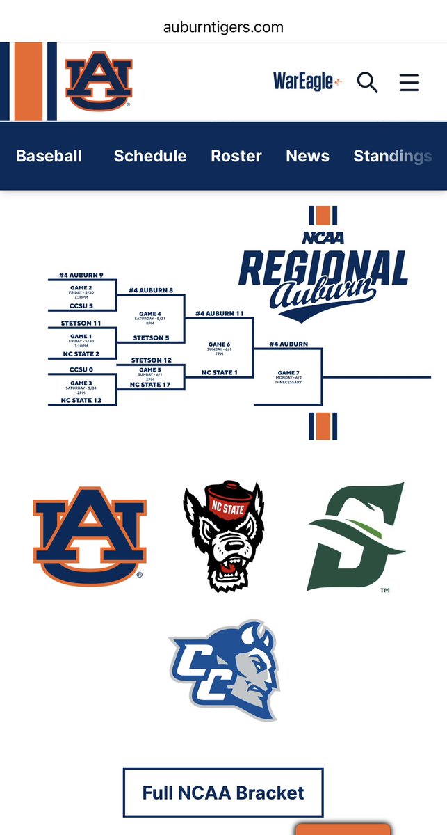 Great job by so many of our external units getting information out about super regionals within minutes of clinching a regional championship.

Visit our social media channels, the Auburn Tigers app or AuburnTigers.com for all of your super regional info.

#WarEagle