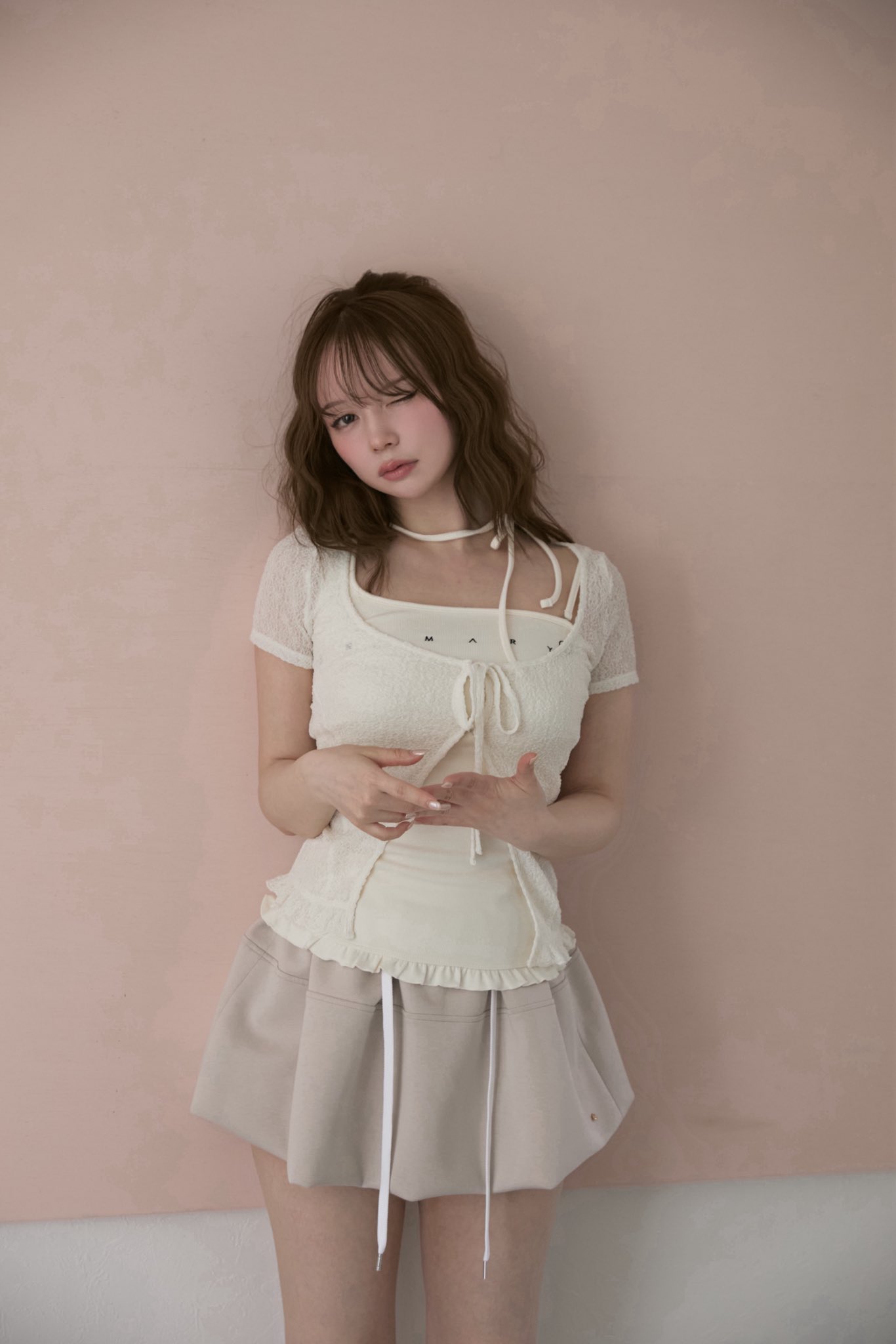 スカート andmary Murphy flare mini skirt beige M andmary on X: