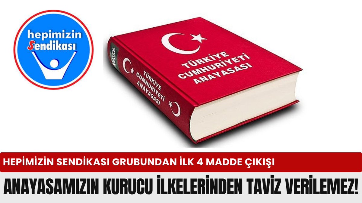 HEPİMİZİN SENDİKASI GRUBU'NDAN İLK 4 MADDE ÇIKIŞI:

"ANAYASAMIZIN KURUCU İLKELERİNDEN TAVİZ VERİLEMEZ!"

vatanemekcumhuriyet.com/hepimizin-send…