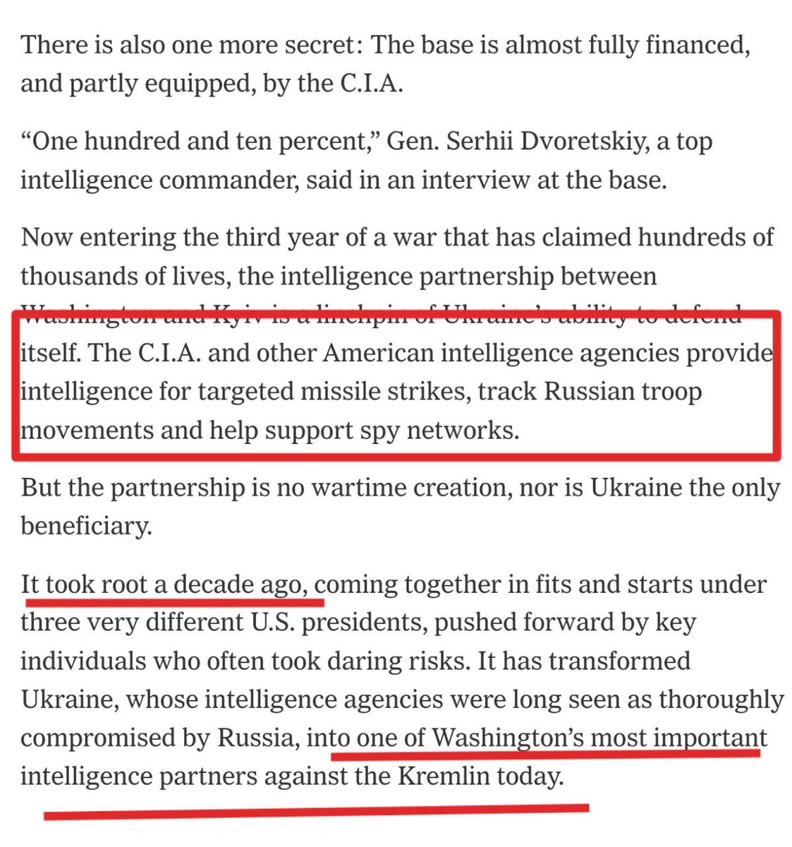 The covert war began immediately after the coup: "The C.I.A.’s partnership in Ukraine can be traced back to two phone calls on the night of Feb. 24, 2014"
- The day before, Russia was the main partner of Ukraine &amp; the US had to rebuild Ukraine's intelligence services from scratch