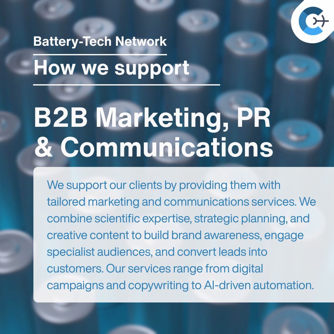 🔋 #B2BMarketing &amp; #Communications Solutions for #BatteryIndustry. 
📍 Learn more: buff.ly/rOlPlWF

Battery-Tech Network provides professional #B2B #Marketing and #Communications services tailored for businesses in the evolving #BatteryIndustry. We help organizations