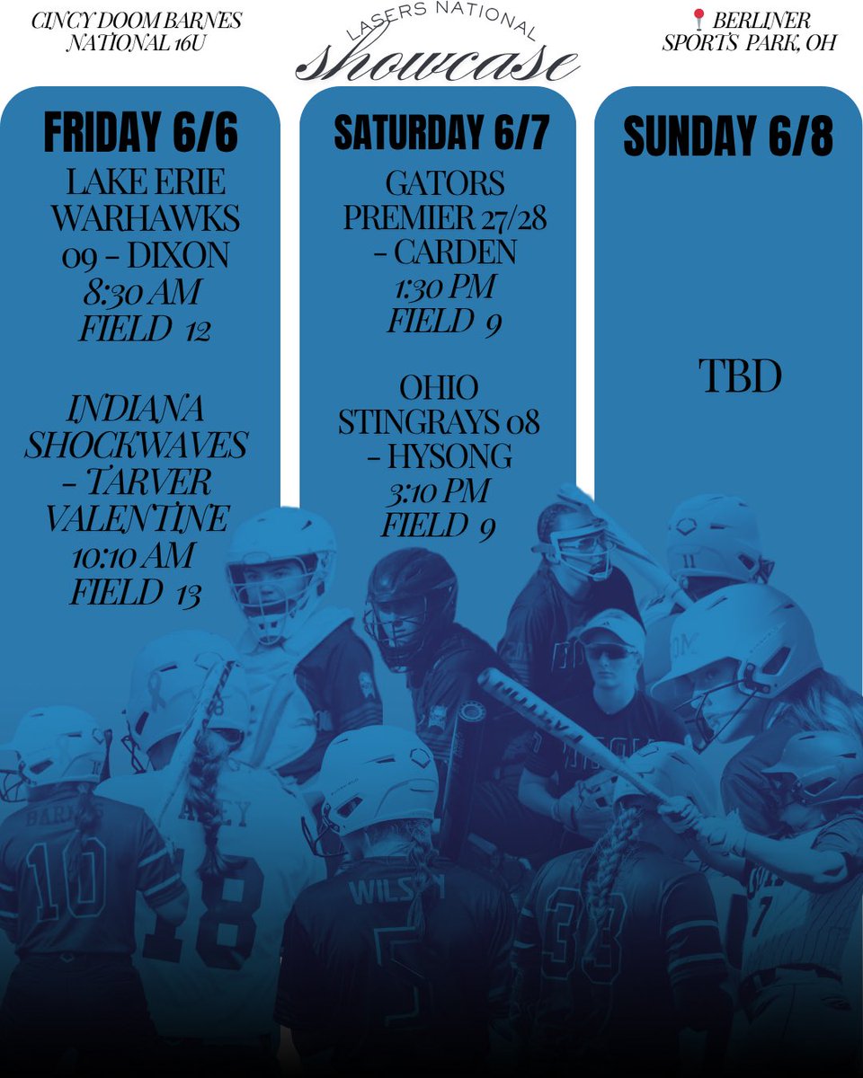 Bella Wilson 2026 (@bwilson_05) on Twitter photo I can’t wait to see everyone out at the lasers National Showcase this weekend! If possible please stop by to watch my team and I play! Safe travels and I hope you all enjoy the weekend!
<a href="/CincyDoom08/">Cincy Doom 08 Barnes</a> <a href="/ClerSunSports/">Clermont Sun Sports</a> <a href="/CNEAthletics/">CNE Athletics</a> <a href="/MorganNewport18/">Morgan Gerak</a> <a href="/lexieeblairr/">Lexie Blair</a> <a href="/coachmegsmith/">Megan Smith Lyon</a> I can’t wait to see everyone out at the lasers National Showcase this weekend! If possible please stop by to watch my team and I play! Safe travels and I hope you all enjoy the weekend!
<a href="/CincyDoom08/">Cincy Doom 08 Barnes</a> <a href="/ClerSunSports/">Clermont Sun Sports</a> <a href="/CNEAthletics/">CNE Athletics</a> <a href="/MorganNewport18/">Morgan Gerak</a> <a href="/lexieeblairr/">Lexie Blair</a> <a href="/coachmegsmith/">Megan Smith Lyon</a>