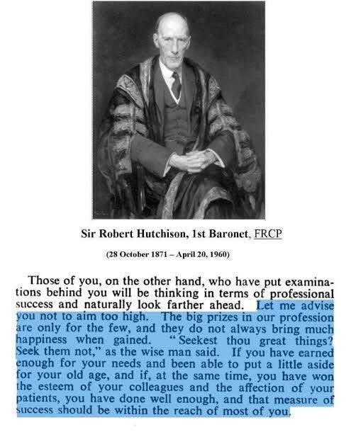 “Dear friends  let’s heed Sir Robert Hutchison’s wisdom: ‘
“Seek not great things, but earn enough for your needs &amp; the esteem of your peers.’ 
In schemes like Chiranjeevi &amp; RGHS, choose ethics over greed—true success lies in trust, not shortcuts. 🩺 #MedicalEthics #Rajasthan”