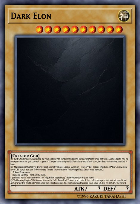 YuGiOh_gen's tweet photo. @elonmusk Your card. https://t.co/s5sBM9iqDi