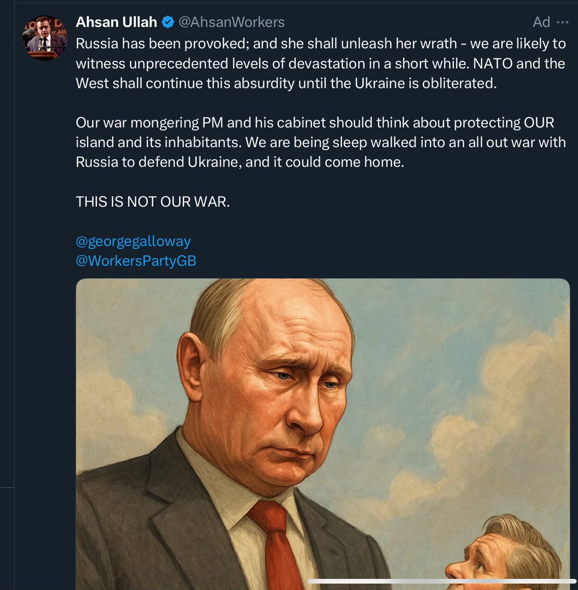 Wonder where the money came from to pay for this Ad? George does love a dicktator.