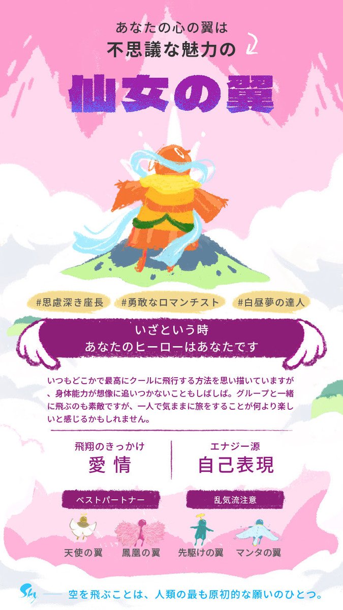 clematis205's tweet image. あなたの心に眠る“翼”を見つける性格テストに挑戦して、友だちと一緒に空へ羽ばたきましょう！ pse.is/7kns4t
仙女!?孤島今年1回も行ってないかも…1回は流石にある…？