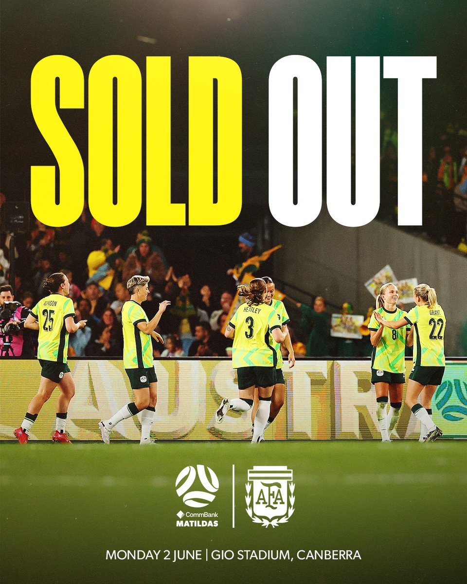 TONIGHT'S MATCH IS SOLD OUT! 🚨

🇦🇺v🇦🇷 2.06.25 - <a href="/giostadium/">GIO Stadium Canberra</a>  
📺💻📱: <a href="/ParamountPlusAU/">Paramount+ Australia</a>  

#Matildas #VisitCanberra <a href="/visitcanberra/">VisitCanberra</a>