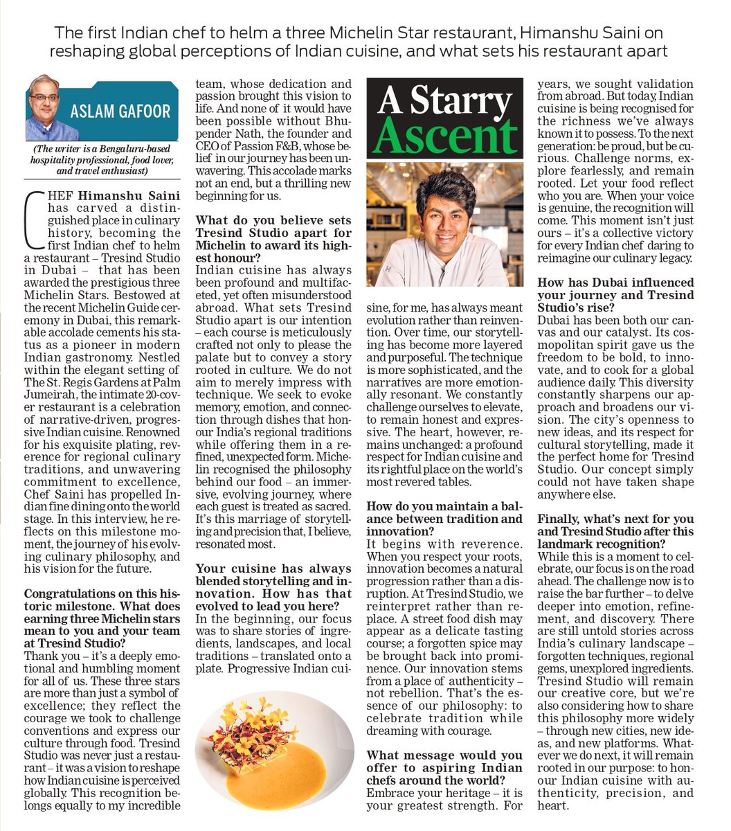 TNIE Karnataka (@xpressbengaluru) on Twitter photo The first Indian chef to helm a three Michelin Star restaurant, Himanshu Saini on reshaping global perceptions of Indian cuisine, and what sets his restaurant apart
✍️ <a href="/AslamGafoor/">Aslam Gafoor</a> The first Indian chef to helm a three Michelin Star restaurant, Himanshu Saini on reshaping global perceptions of Indian cuisine, and what sets his restaurant apart
✍️ <a href="/AslamGafoor/">Aslam Gafoor</a>