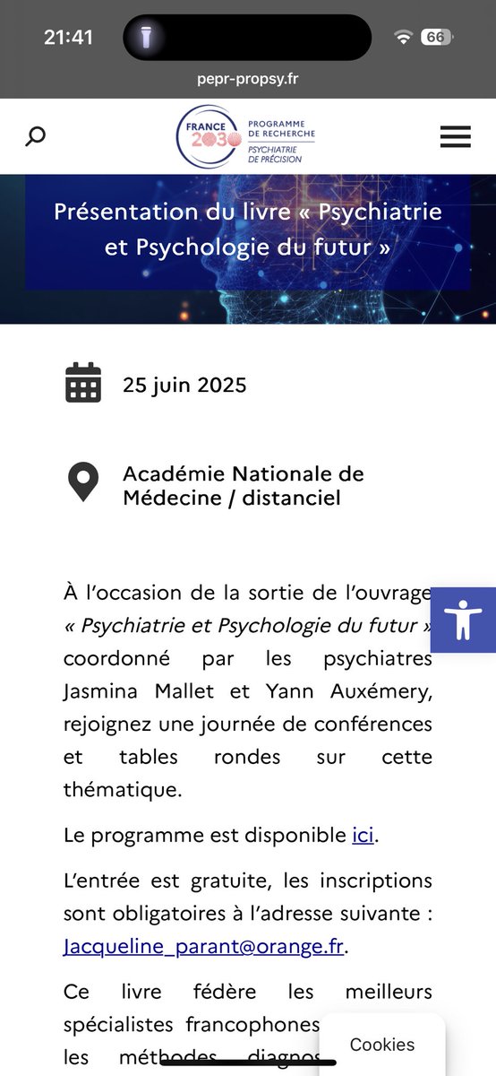 #savethedate!
Quand? Le mercredi 25 Juin
Où? À l’Académie de #Medecine, Paris!
Quoi? Une journée #psychiatrie #psychologie #santementale du #futur: comment les nouvelles technologies vont modifier cette discipline, dans le #soin, la #recherche et l’#enseignement?