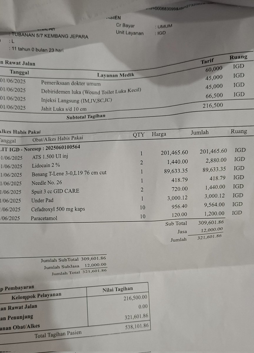 Smlm anak kecelakaan di pondok krn di dorong tmn sampai luka kena besi di selangkangan, alhamdulillah smlm dah beres di tangani dengan luka jahitan .. 

Salah satu yg hrs dipersiapkan saat anak di pondok adlh, siap apapun ...