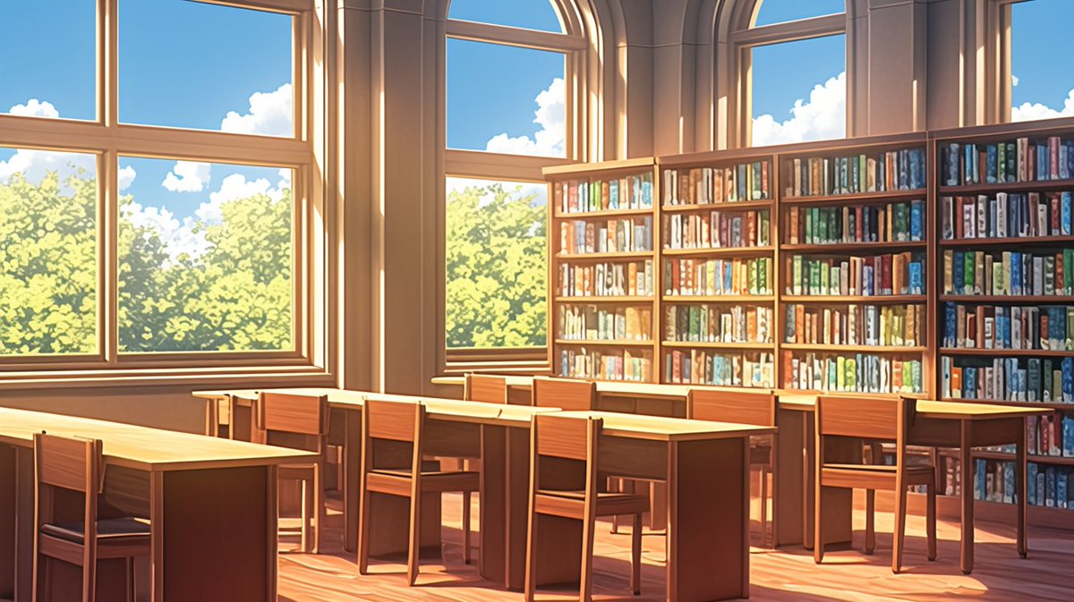 🤍背景無料配布｜16:9

「図書館の閲覧席」

サムネ・配信・TRPG等にぜひどうぞ！
使用報告不要です♡

#まいにちなちゃフリ素 #フリー素材 #背景素材
🤍利用規約：sozaiya-create.booth.pm/items/5511320