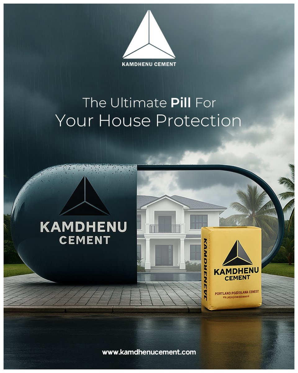 KamdhenuCement's tweet image. Strong homes start with strong foundations! 🏠💪
Kamdhenu Cement – The Ultimate Pill for unbeatable strength and all-weather protection.
Because your dream home deserves nothing but the best. 🌧️☀️🏗️
#KamdhenuCement #HouseProtection #BuildToLast #CementThatProtects