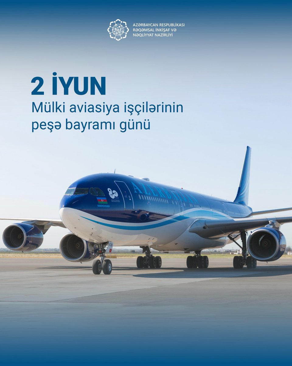 Bu gün insanların həyatını, məsafələri və imkanları birləşdirən mülki #aviasiya işçilərinin peşə bayramı qeyd olunur.

Ölkəmizin hava nəqliyyatının təhlükəsiz və dayanıqlı inkişafında əhəmiyyətli rol oynayan mülki aviasiya işçilərini təbrik edir, hər zaman açıq səma arzulayırıq!