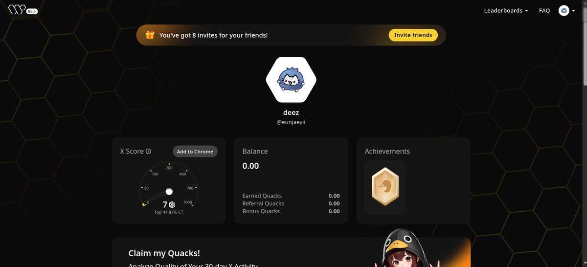 just started quacking with <a href="/wallchain_xyz/">Wallchain Quacks</a>  ~

wanna join? DM me and i'll send the code