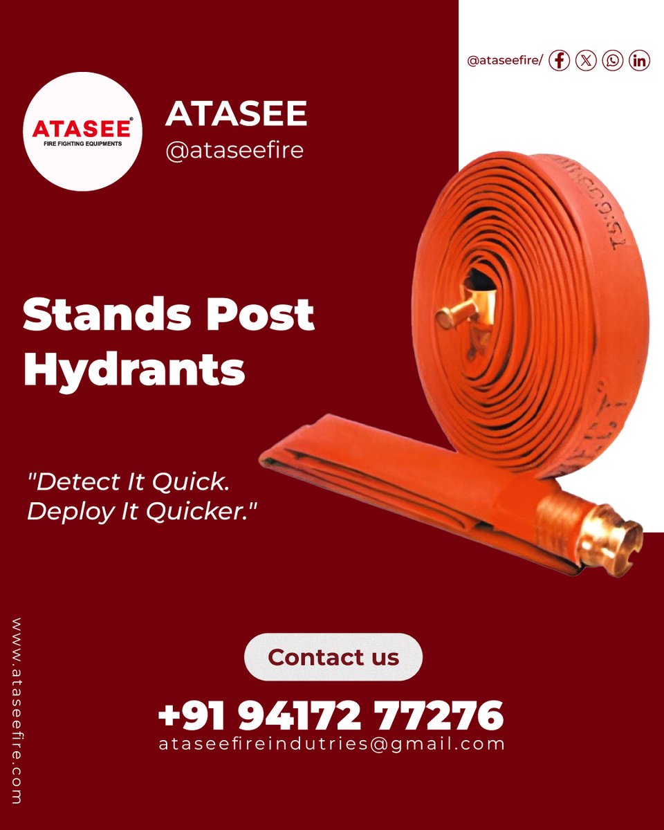 atassefire's tweet photo. Ready When It Matters Most!

Ensure safety and quick response with Stand Post Hydrants – your first line of defense against fire emergencies.

#standposthydrants
#firesafetyfirst
#emergencyresponse
#firehydrantsystem
#safteyequipment https://t.co/H5xR6AXlRW
