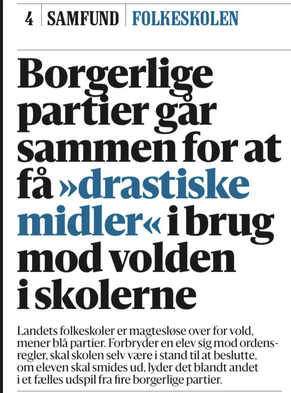 Selvfølgelig skal folkeskolen have mulighed for at smide voldelige elever ud. Det står blå blok sammen om. 💙 #dkpol
