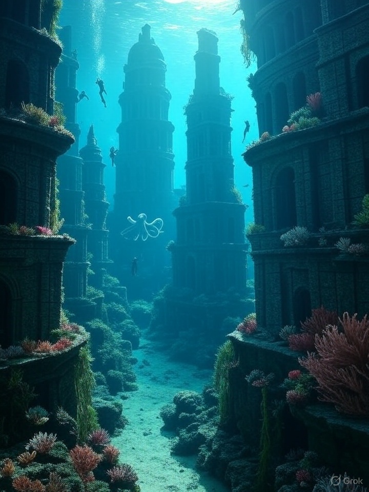 PytelV33224's tweet image. "Thế giới dưới nước với thành phố Atlantis và những sinh vật biển kỳ lạ là một thế giới đầy bí ẩn và hấp dẫn, nơi mà cảm giác như đang khám phá một thế giới mới hoàn toàn." 🌊🐠 #UnderwaterWorld #Atlantis #MysteriousCreatures