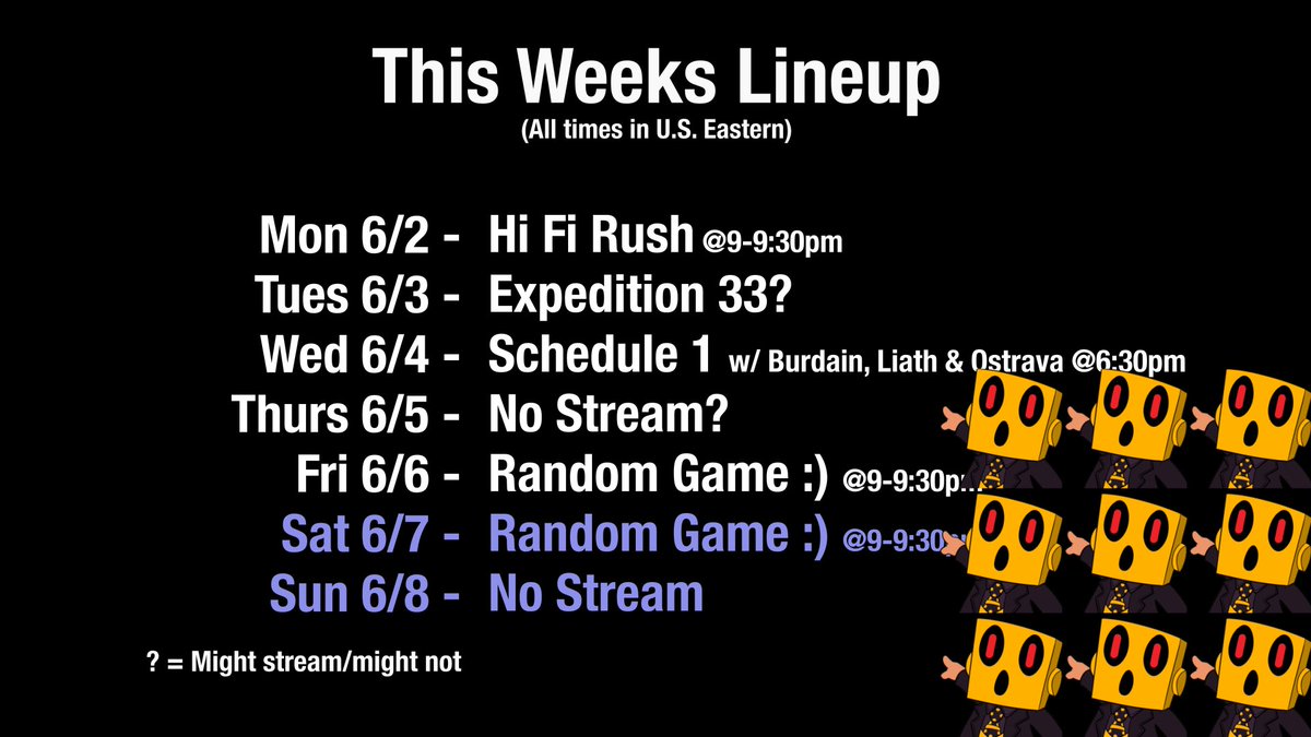 Miiiiggght be a jam packed week, gonna need more of me to fill in lol