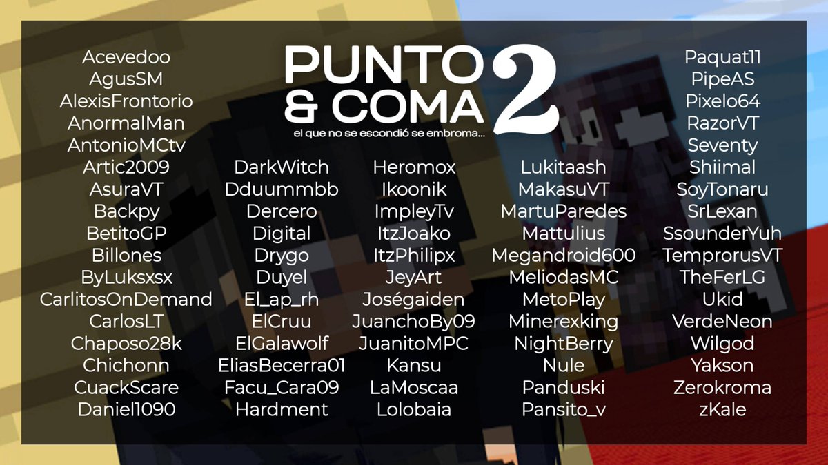 PUNTO &amp; COMA 2  |  Lista de Participantes

Nos vemos el 06/06/2025 21:00hs 🇦🇷
Gracias a todos por interesarse en el proyecto ✨