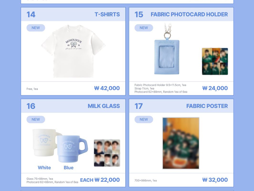oh! mx pop-up store week 2 merch list really included the monologue shirt, photocard holder and glass 🤗✌🏻