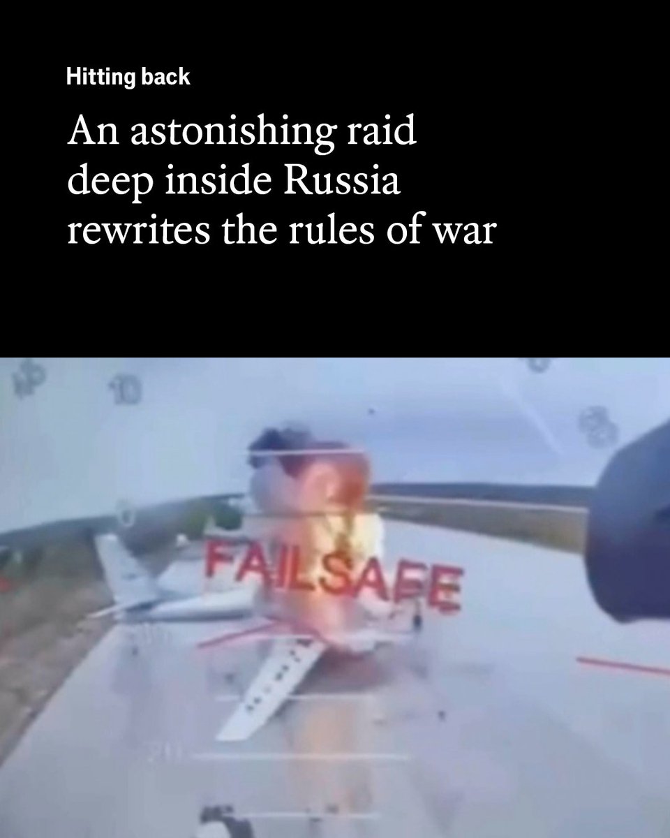 The operation is one of the heaviest blows that Ukraine has landed on Russia in a war now well into its fourth year. We explain why it is likely to be ranked among the most important raiding actions in modern warfare econ.st/3SuW4Ig

Photo: AP