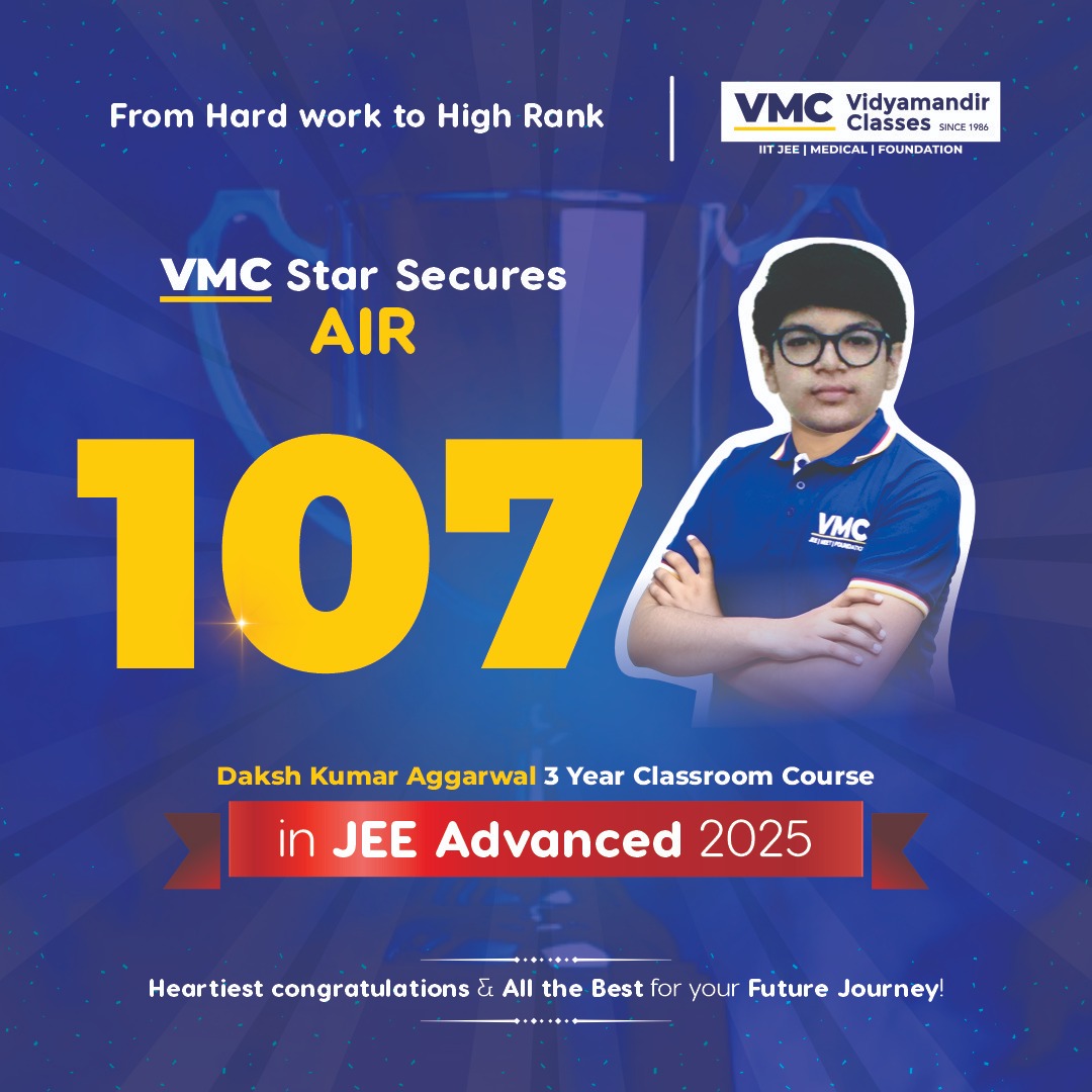 VmcLearning's tweet photo. 🎯 Precision. Passion. Performance.
🌟 Daksh Aggarwal secures AIR 107 in JEE Advanced 2025! 🏆🚀
.
#VMC #VidyamandirClasses #AIR107 #JEEAdvanced2025 #VMCStar #FromPotentialToPinnacle #TopperJourney #JEEChampion #EngineeringAspirant #VMCSuccessStory #FutureIITian #ProudMoment https://t.co/pEpifTLN1a