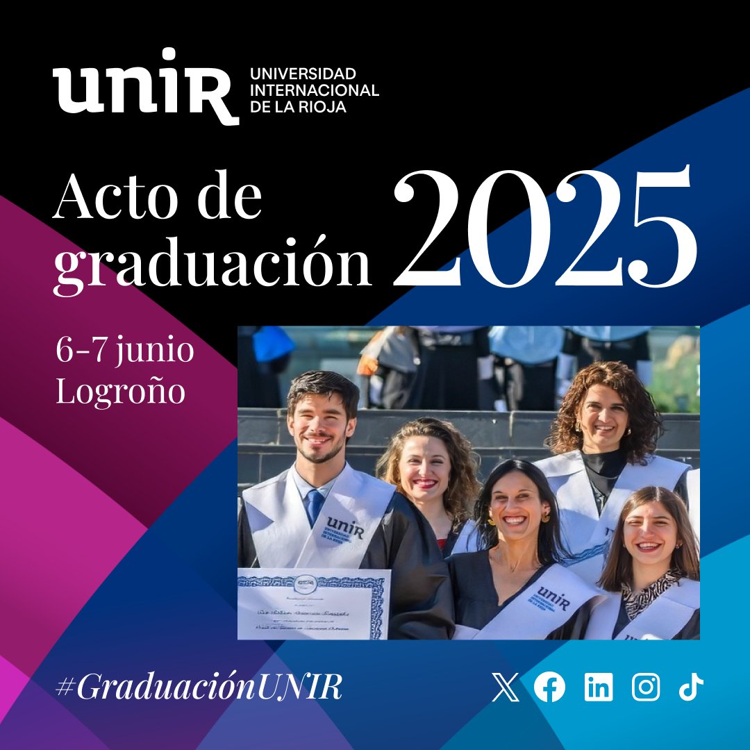 🎓 ¡En cuenta atrás para la #GraduaciónUNIR! ✨ 🔜 Esta semana, los días 6 y 7 de junio viviremos uno de los momentos más emotivos del año, ¡las 𝗰𝗲𝗿𝗲𝗺𝗼𝗻𝗶𝗮𝘀 𝗱𝗲 𝗚𝗿𝗮𝗱𝘂𝗮𝗰𝗶𝗼́𝗻 𝟮𝟬𝟮𝟱 de la Universidad Internacional de La Rioja (#UNIR)! 

📌 Lee la NOTICIA,