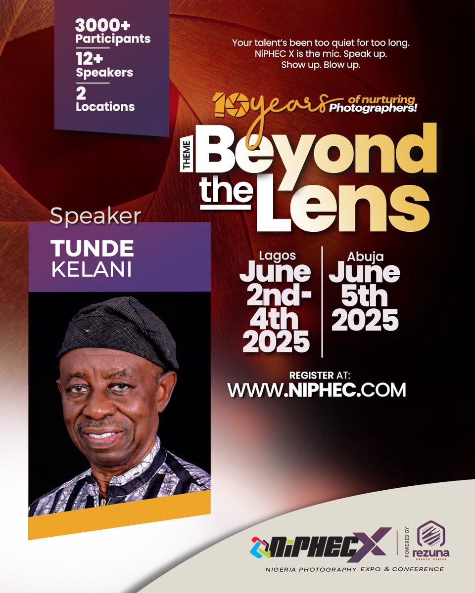 tkelani's tweet image. Young creatives!
I’m at #NiPHECX today for the special 10th edition of Nigeria Photography Expo & Conference.
If you’re passionate about visual storytelling, culture, or photography, come meet me as we explore what lies Beyond the Lens.
Let’s connect, share ideas, and inspire…
