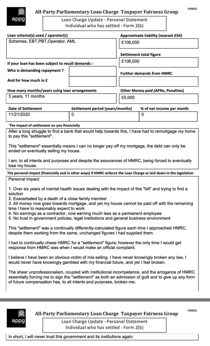 I believe I have been an obvious victim of mis-selling
I have never knowingly broken any law, I would never have knowingly gambled with my financial future, and yet I feel broken

<a href="/LCAG_2019/">Loan Charge Action Group [LCAG]</a> 
<a href="/loanchargeAPPG/">Loan Charge & Taxpayer Fairness APPG</a> 
#LoanChargeScandal