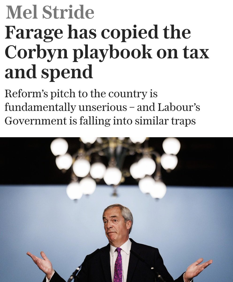Mel Stride (@meljstride) on Twitter photo Reform is just Corbyn in a different colour - it's fantasy economics.
Labour have already shown they are incapable of fiscal discipline.
It will fall to the Conservative Party to fill the void.
My article in today's <a href="/Telegraph/">The Telegraph</a> 👇🏻 Reform is just Corbyn in a different colour - it's fantasy economics.
Labour have already shown they are incapable of fiscal discipline.
It will fall to the Conservative Party to fill the void.
My article in today's <a href="/Telegraph/">The Telegraph</a> 👇🏻
