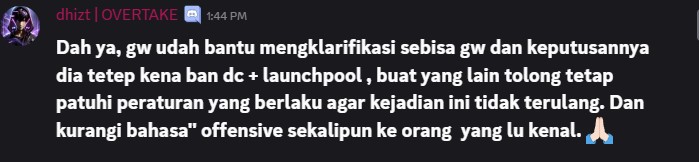warkop_nft's tweet photo. One of the active players in the Web3 gaming scene from Indonesia, OZZAI, had to give up his Launchpool after investing over $3,000 in @overtake_world. This happened due to the use of Indonesian slang, which was interpreted as an insult in the ID-chat discussion on Discord. https://t.co/THEoERaxHY