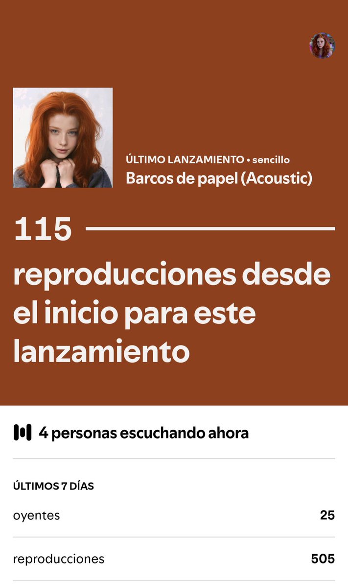 Miaricco_'s tweet photo. Gracias si está funcionando #nuevamusica #Spotify gracias a esas 4 personas que me están escuchando les recomiendo #barcosdepapel espero de verdad les guste.... No olvides seguirme...... https://t.co/o5EfAFj2YA