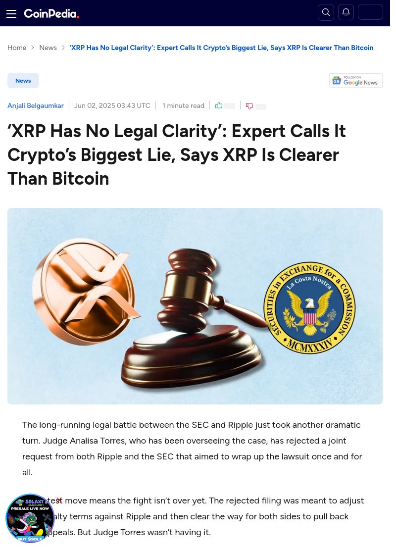 rayan_bibiloni's tweet image. BREAKING NEWS :  XRPs legal clarity vs Bitcoins ambiguity could impact market sentiment. cryptoeco.net/tw/3d7a.html  #XRP #legalclarity #cryptolies"