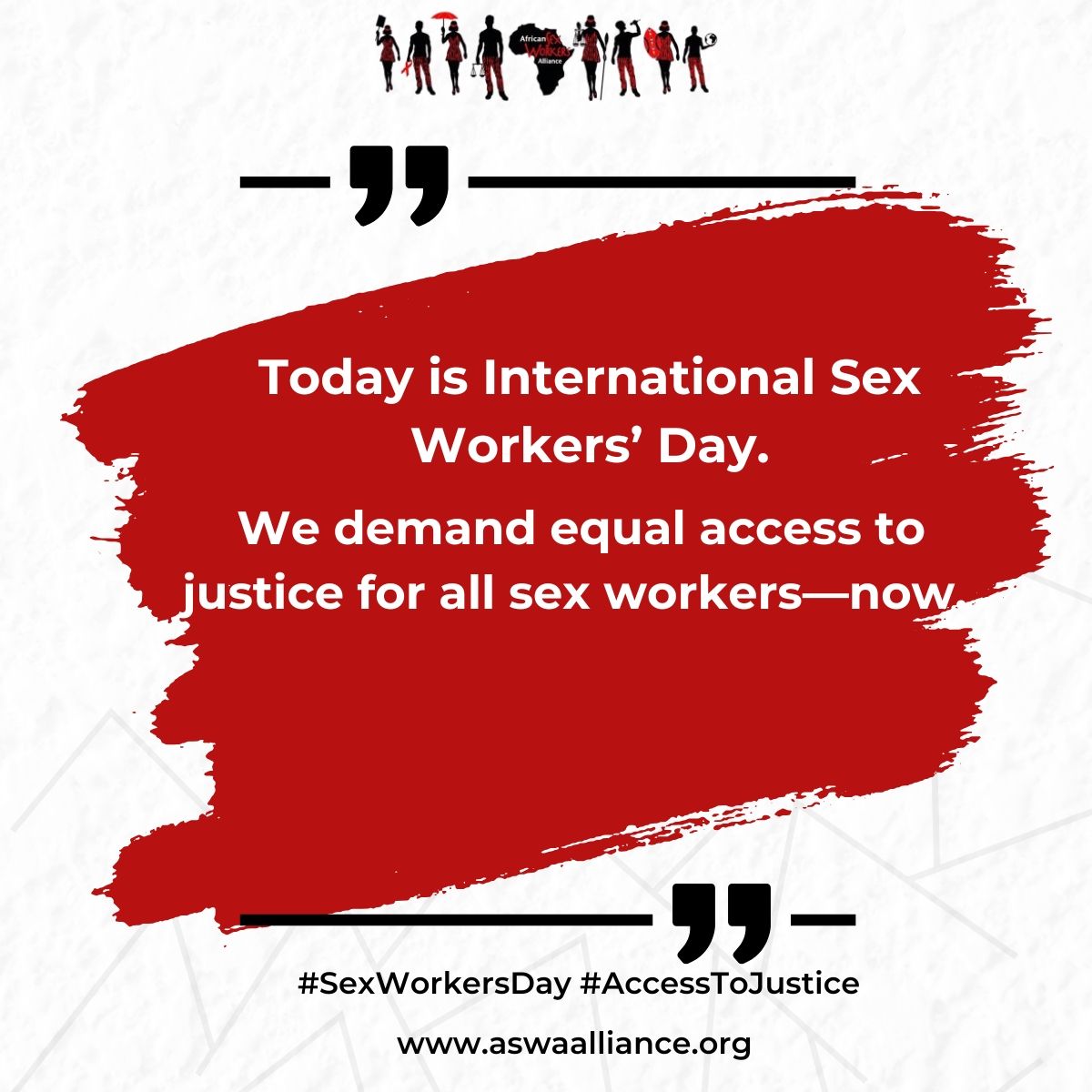 𝐓𝐨𝐝𝐚𝐲 𝐢𝐬 𝐈𝐧𝐭𝐞𝐫𝐧𝐚𝐭𝐢𝐨𝐧𝐚𝐥 𝐒𝐞𝐱 𝐖𝐨𝐫𝐤𝐞𝐫𝐬’ 𝐃𝐚𝐲.

We honour the sex workers who occupied churches across France in 1975. Their courage ignited a global movement.

𝑾𝒆 𝒅𝒆𝒎𝒂𝒏𝒅 𝒆𝒒𝒖𝒂𝒍 𝒂𝒄𝒄𝒆𝒔𝒔 𝒕𝒐 𝒋𝒖𝒔𝒕𝒊𝒄𝒆 𝒇𝒐𝒓 𝒂𝒍𝒍 𝒔𝒆𝒙