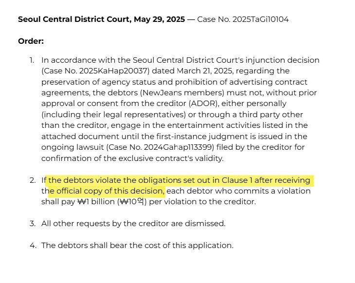 - they did NOT violate the obligations set by the injunction by performing under “NJZ” because they did NOT perform under “NJZ” 
- as well as the complexcon performance itself was booked prior to the injunction ruling with adors approval.
- the penalty fee has only been effective