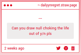 DAILYY_NREGRET's tweet image. Who&apos;s the screaming chicken now, Y/N. —📌