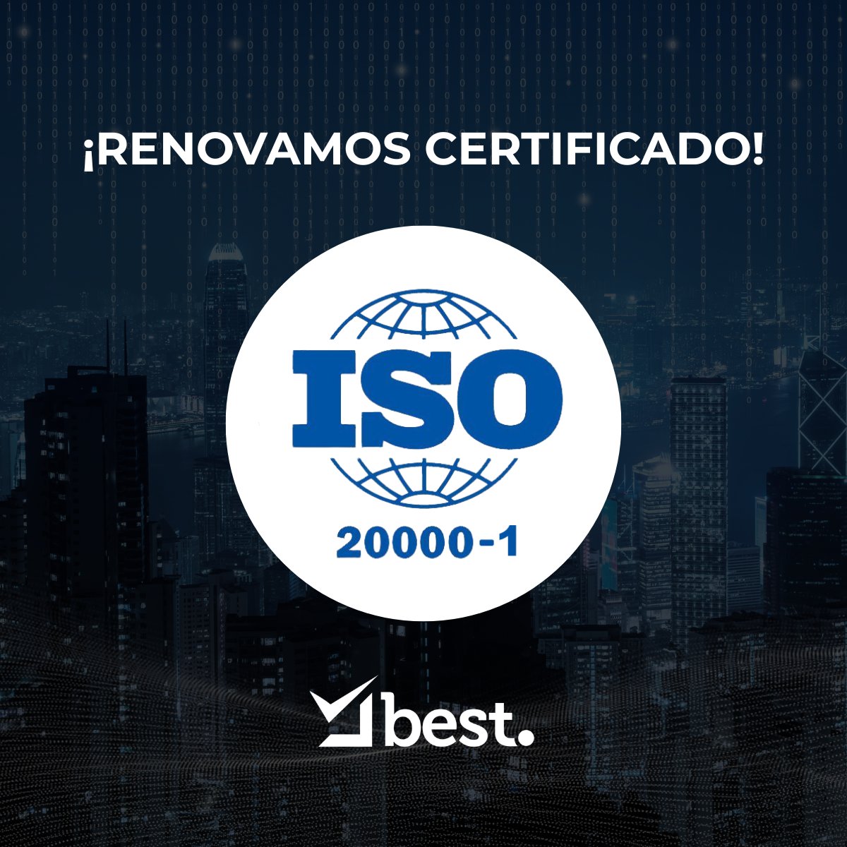best_tic's tweet photo. En BEST tenemos una excelente noticia: la renovación del certificado ISO 20000-1:2018, otorgado por AENOR.

Este hito es el resultado de una trayectoria de más de 10 años, en la que hemos construido una empresa basada en la experiencia, el conocimiento y la pasión de un equipo. https://t.co/6pH4zUjiLX