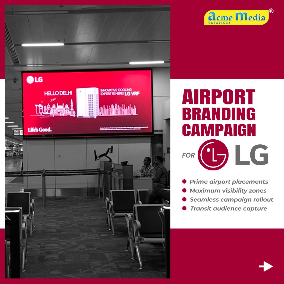 acmemedia_cn's tweet photo. A sneak peek at our Airport Branding campaign for LG’s air conditioning systems at prominent terminals. 

Get custom quotes for Airport Ads
📞+91 96430 19086, or info@acmemedia.in https://t.co/yYmcjAoxej