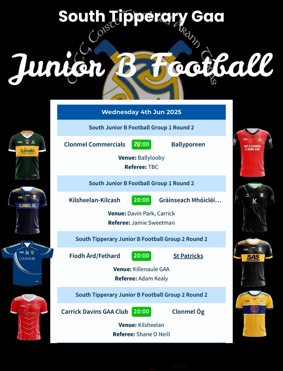 This weeks Junior B Football fixtures