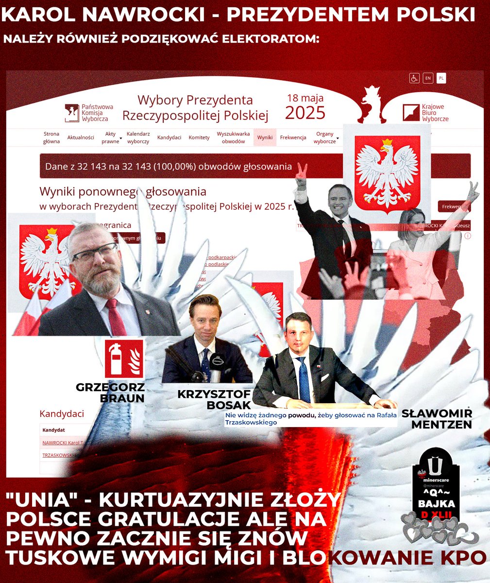 minerscare (@minerscare) on Twitter photo Trzaskowski zignorował 10mln ludzi i nie chodził na debaty. Tusk się wściekł , na pewno będzie test: Prawo jak my je rozumiemy" bo bodnarowcy są przed politycznym stryczkiem. #Wybory2025 Należą się podziękowania dla <a href="/GrzegorzBraun_/">Grzegorz Braun</a> oraz #Konfederacji <a href="/SlawomirMentzen/">Sławomir Mentzen</a> Trzaskowski zignorował 10mln ludzi i nie chodził na debaty. Tusk się wściekł , na pewno będzie test: Prawo jak my je rozumiemy" bo bodnarowcy są przed politycznym stryczkiem. #Wybory2025 Należą się podziękowania dla <a href="/GrzegorzBraun_/">Grzegorz Braun</a> oraz #Konfederacji <a href="/SlawomirMentzen/">Sławomir Mentzen</a>