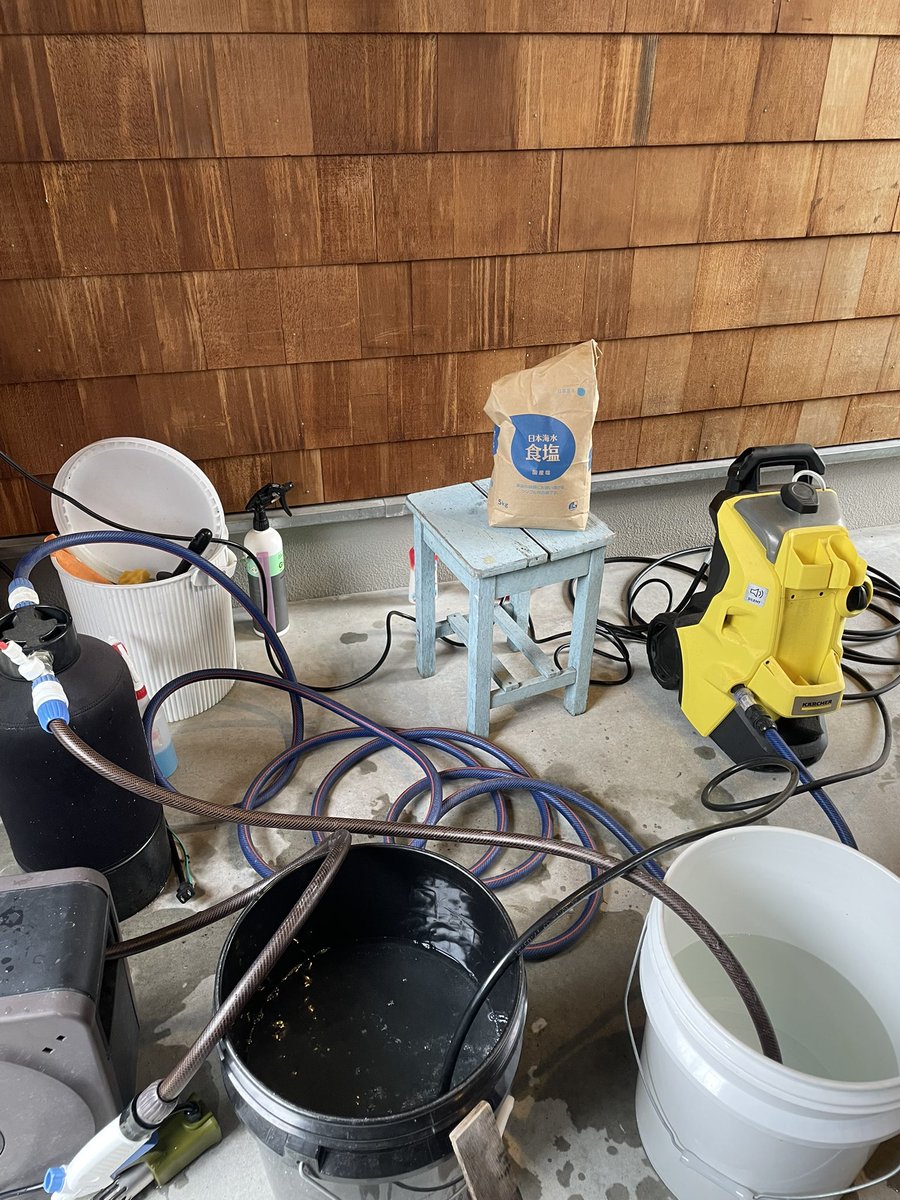 #イオン交換樹脂再生　

失敗してもいいからやってみよう。

塩水をケルヒャーで強引にイオン交換樹脂へ