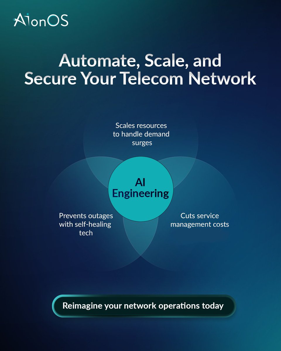 AIonOS (@aionostech) on Twitter photo Telecom can’t just be stable — it must be smart.
AI-led engineering empowers networks to adapt, predict, and evolve in real time.
The future isn’t built on legacy. It’s built on intelligence.
📩 info@aionos.ai
#Telecom #AIEngineering #SmartNetworks #FutureOfTelecom #AIonOS Telecom can’t just be stable — it must be smart.
AI-led engineering empowers networks to adapt, predict, and evolve in real time.
The future isn’t built on legacy. It’s built on intelligence.
📩 info@aionos.ai
#Telecom #AIEngineering #SmartNetworks #FutureOfTelecom #AIonOS
