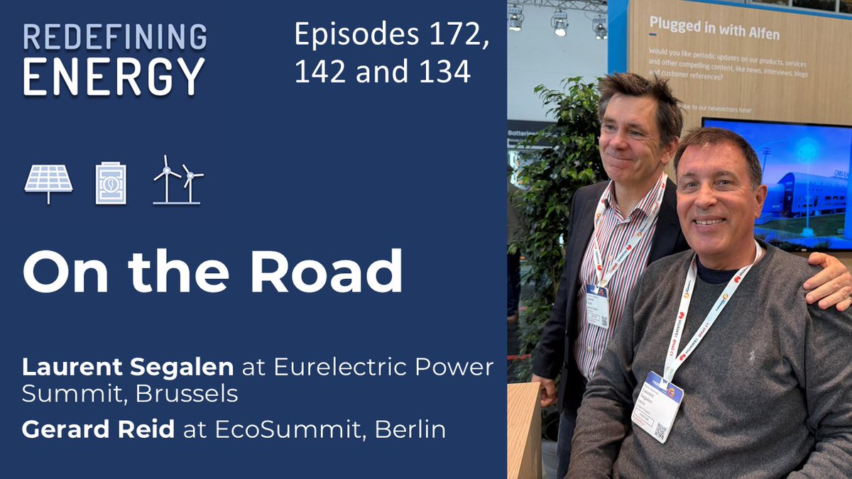 Redef_Energy's tweet image. 🎙️On the Road
#applepodcast podcasts.apple.com/gb/podcast/red…
#spotify open.spotify.com/show/4FDIRo16s…
@gerardreid14 @MegaWattXinfo are on the road this week, so no episode. Sorry.
Gerard is at EcoSummit Berlin while Laurent is at @Eurelectric Brussels.
See you next week