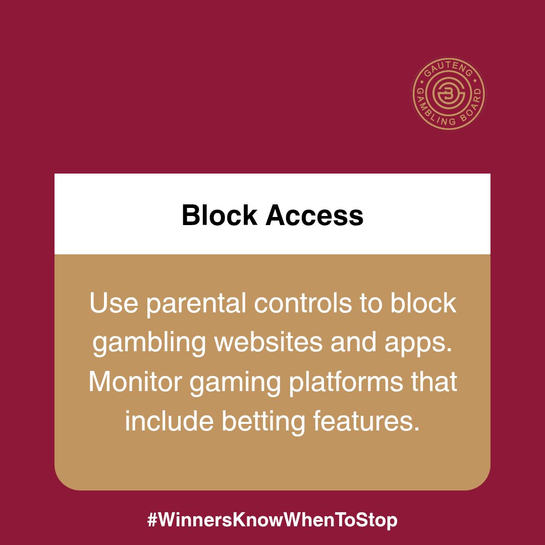 Gautenggamblin's tweet photo. 1/2
Responsible Gambling starts with you - Protect your children this #childprotectionweek with these 5 simple tips #childprotection #winnersknowwhentostop https://t.co/MtipRccQRj